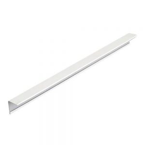 Perfil de techo de aluminio para cielos rasos, acabado en blanco, ideal para arquitectura moderna y construcción de techos falsos en Perú.
