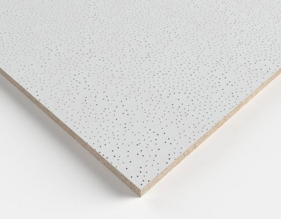 Detalle de baldosa Knauf AMF Thermatex Star Complete 15 mm Hygena con perforación patrón Star y borde recto SK